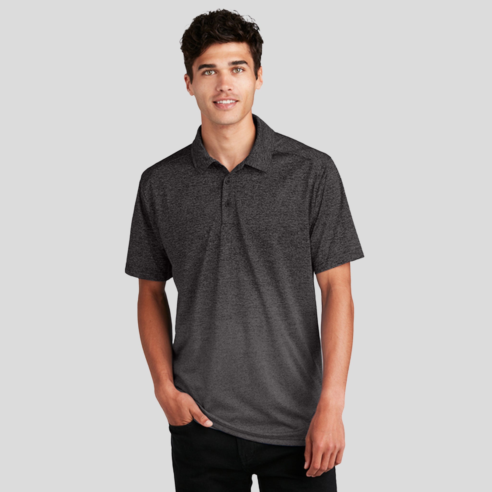 Ombre Heather Polo | Iron Grey/Black