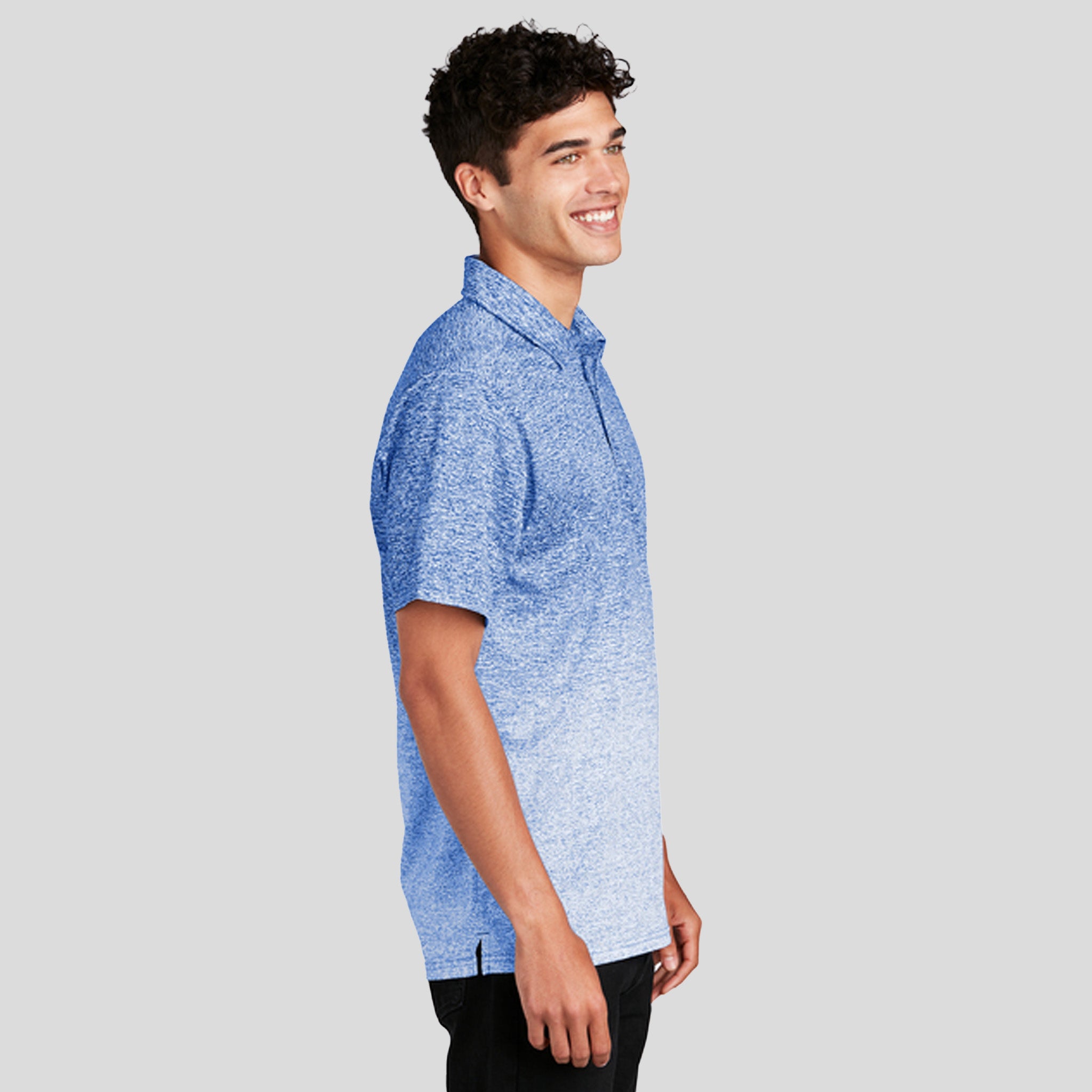 Ombre Heather Polo | White/True Royal