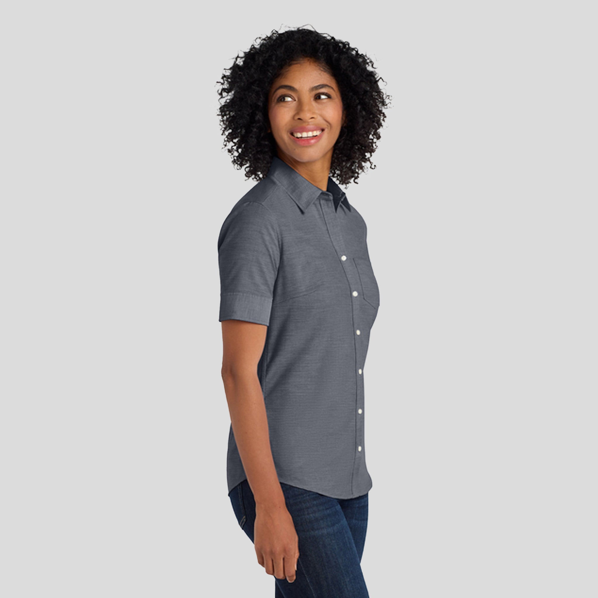 Women's Short Sleeve SuperPro™ Oxford Shirt | Black